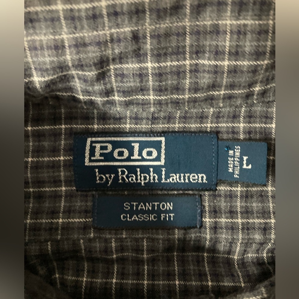 Polo Ralph Lauren Men’s Large‎ Blue-Grey Stanton Classic Fit Button Down Shirt - Picture 4 of 6